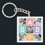 New Dad First Father's Day Family Photo Grid Keychain<br><div class="desc">Personalized Father's Day gift for your dad to celebrate Father's Day. Whether it's for a new dad, stepdad, old and classic dad, or dad-to-be, the custom text function will get you covered. You can change the text to your desired wording and upload your own custom photo. Get something memorable and...</div>