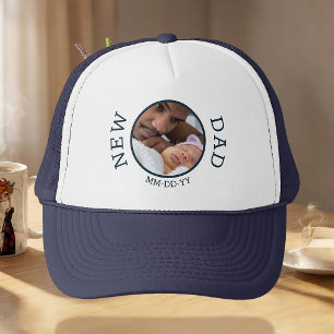 New Dad First Time Dad Custom Photo Personalized Trucker Hat