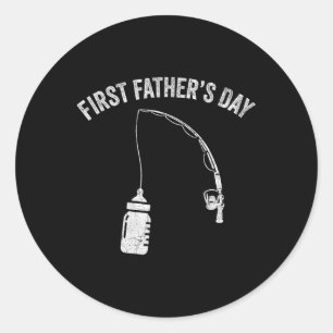 New Dad Fisherman, First Fathers Day Fishing Dad Classic Round Sticker