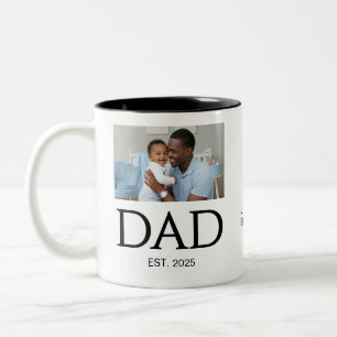 New DAD Gift Custom Text Photo DAD Established Two-Tone Coffee Mug