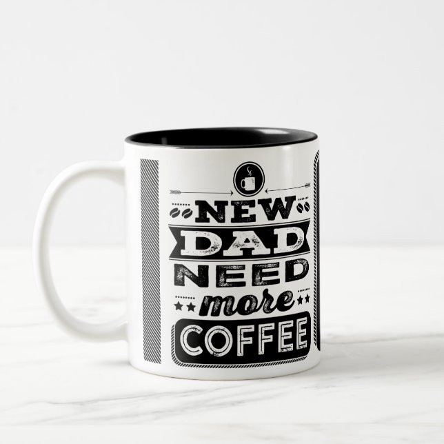New Dad Need More Coffee (Funny New Dad) Two-Tone Coffee Mug (Left)