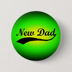 New Dad, Neon Green/Black 2 Inch Round Button