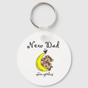 New Dad of Twin Girls Tshirts and Gifts Keychain