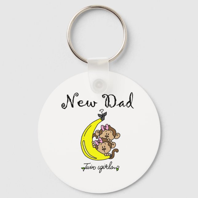 New Dad of Twin Girls Tshirts and Gifts Keychain (Front)