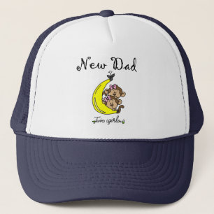 New Dad of Twin Girls Tshirts and Gifts Trucker Hat
