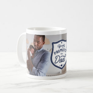 New Dad   Officially Promoted to Dad Badge & Photo Coffee Mug