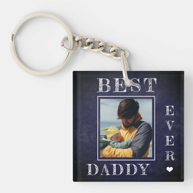 New dad photo personalized First Fathers Day Keychain (Front)