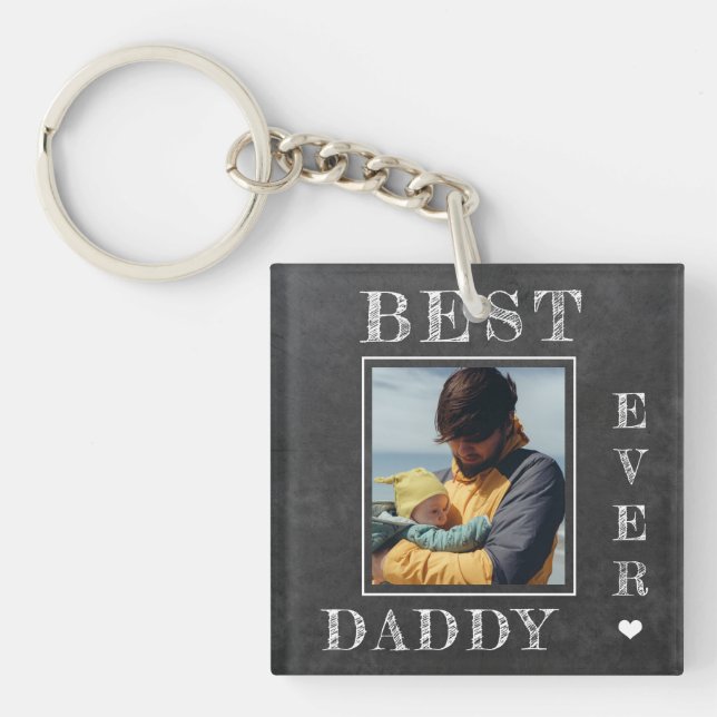 New dad photo personalized First Fathers Day Keychain (Front)