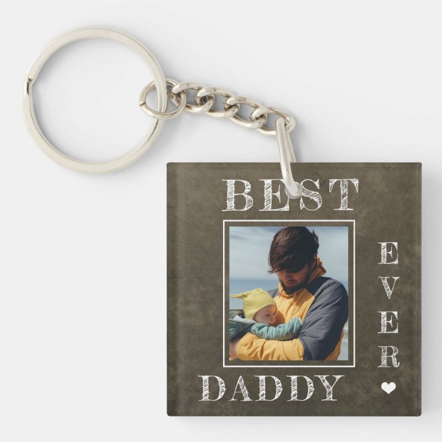 New dad photo personalized First Fathers Day Keychain (Front)