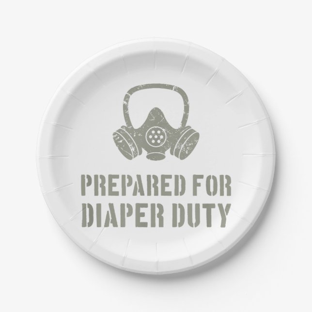 New Dad Prepared For Diaper Duty Funny Paper Plate (Front)