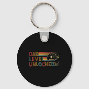 New Dad Shirt Dad Level Unlocked Gaming Gamer Dad Keychain