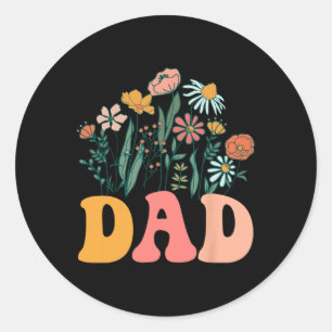 New Dad Wildflower First Birthday &amp; Baby Showe Classic Round Sticker