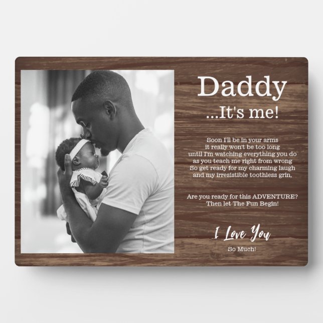 New Daddy from Baby Bump Poem Message Wood Plaque (Front)