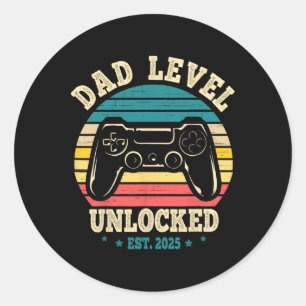 New Daddy I Leveled Up To Dad Mens Pregnancy Idea  Classic Round Sticker