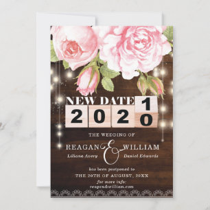 New Date Rustic Elegant Wedding Announcement