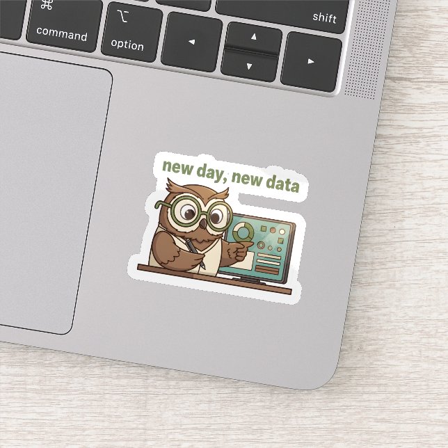 New Day New Data Sticker – Cute Owl for Analysts (Detail)
