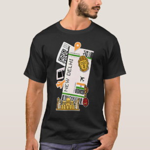 New Delhi Air Ticket Boarding Pass Plane India Tra T-Shirt