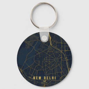 New Delhi India City Map & Custom Text Keychain