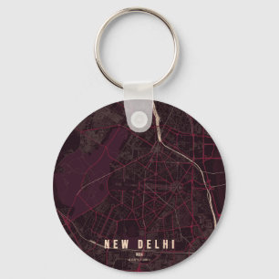 New Delhi India City Map & Custom Text Keychain