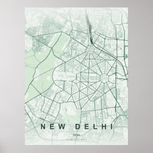 New Delhi India City Map Minimal Design Poster