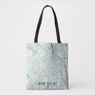 New Delhi India City Map Minimal Design Tote Bag