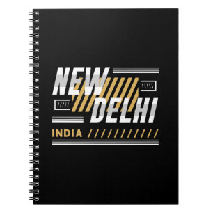 New Delhi India Modern Typography Graphic Design Notebook