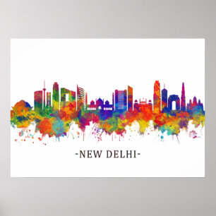 New Delhi India Skyline Poster