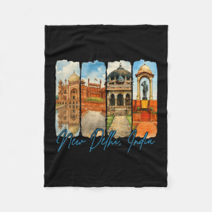 New Delhi India Traveling Trip Brushstroke Souveni Fleece Blanket