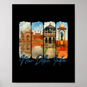New Delhi India Traveling Trip Brushstroke Souveni Poster