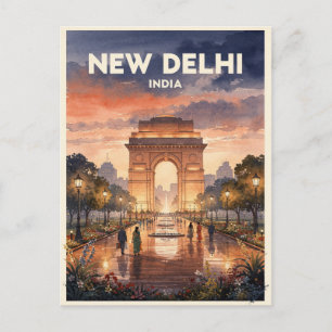 New Delhi India Vintage Travel Postcard