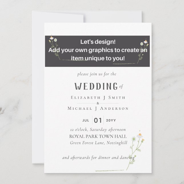 NEW! DESIGN OWN WEDDING INVITE - 5x7 from 2.05 (Front)