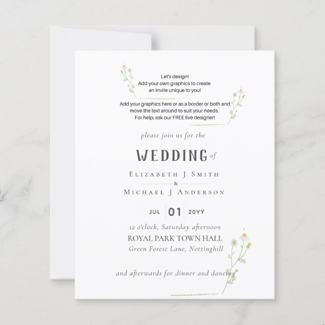 NEW! DESIGN OWN WEDDING INVITE - Quality Budget (Front)