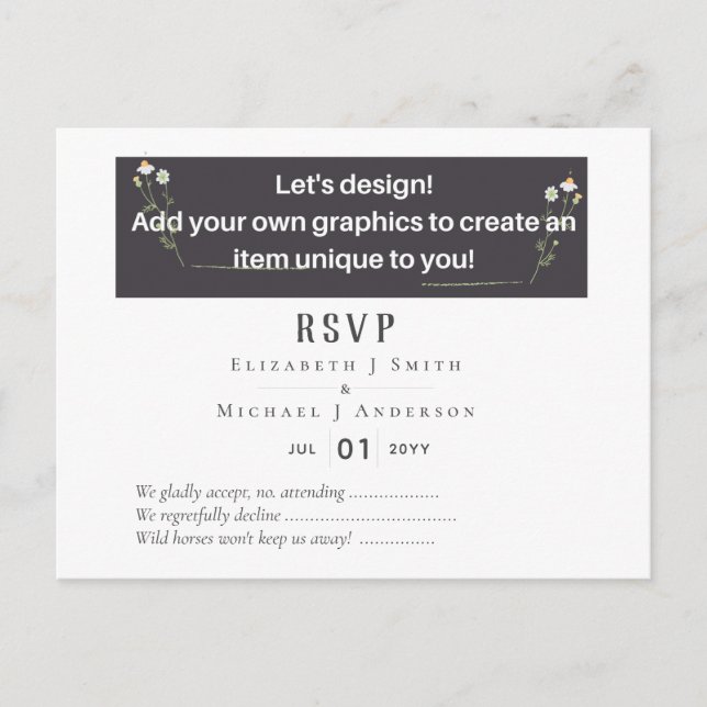 NEW! DESIGN OWN WEDDING RSVP Postcard from 1.10 (Front)