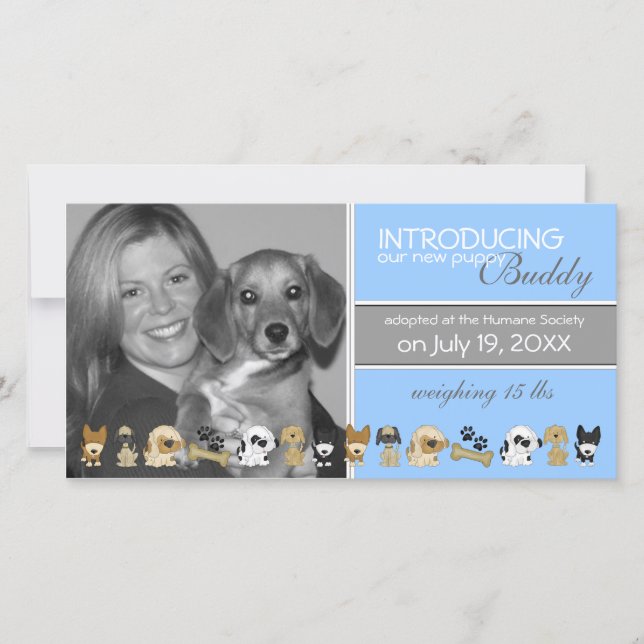 New Dog Adoption Announcement (Front)