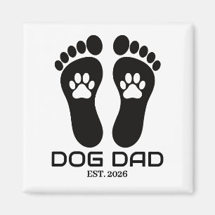 New Dog Dad Paw Prints Bold Est. Date Magnet