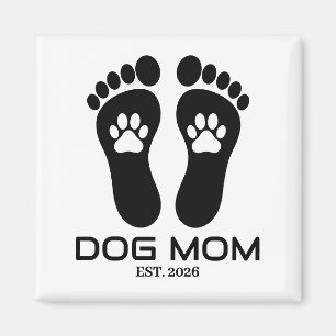 New Dog Mom Paw Prints Bold Est Date Magnet