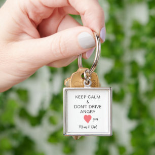 New Driver Car Gift Pink Heart Funny Keep Calm Keychain