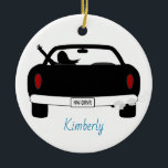 New Driver Female Blue Personalized Ceramic Ornament<br><div class="desc">A cute design to commemorate a new step towards independence by receiving a license to drive.   The is plenty of room to personalize with the ability to change the background colour as well as the style and colour of the text.  Original design by Night Owl's Menagerie,  2018.</div>