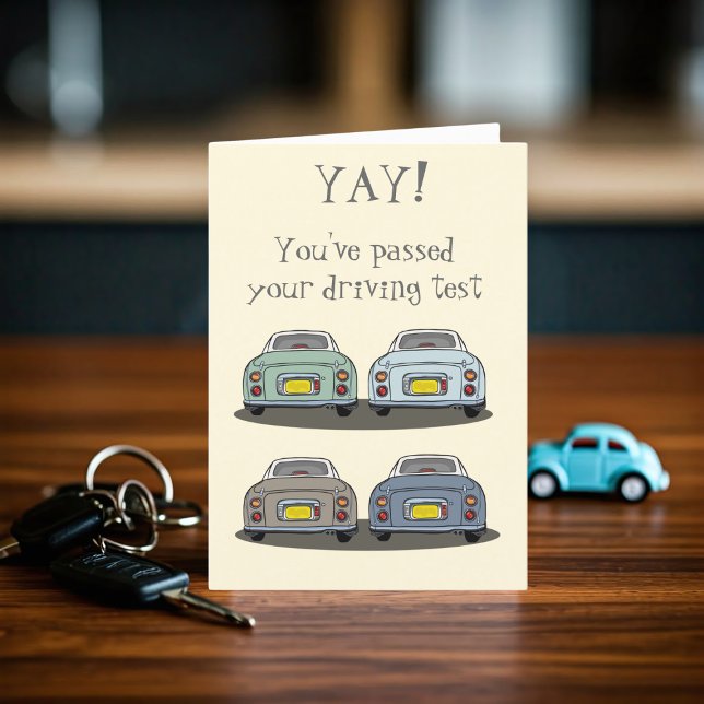 New Driver Figaro Car Congratulations Card (Yay! You've passed your driving test!)