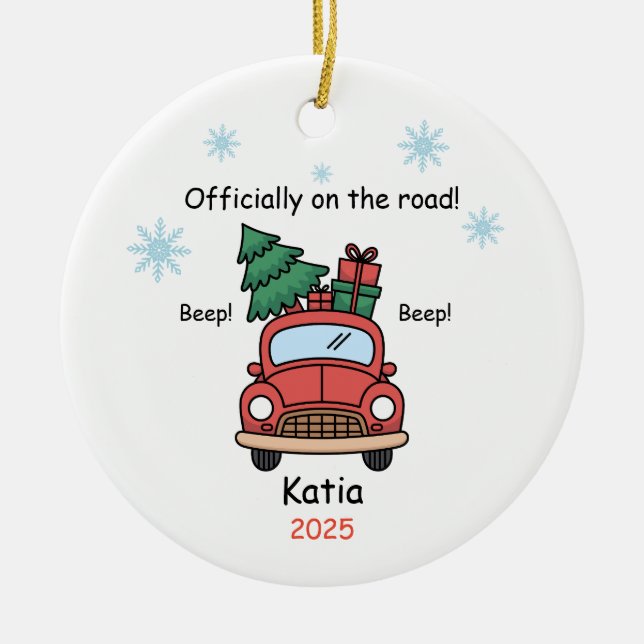 New Driver Ornament, Custom Licensed Driver  Ceramic Ornament (Front)