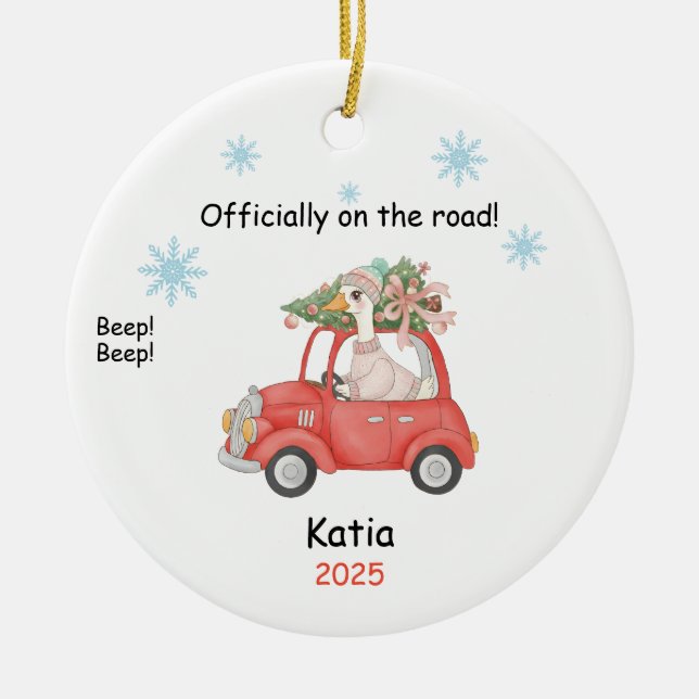 New Driver Ornament, Custom Licensed Driver Gift  Ceramic Ornament (Front)