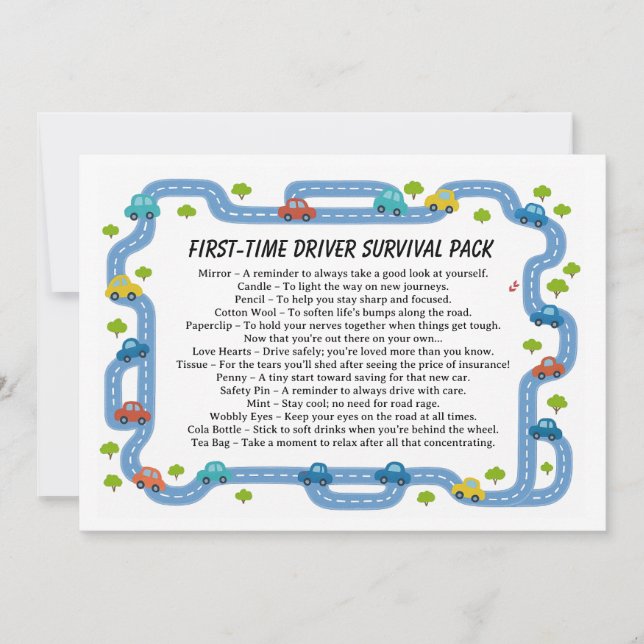 New Driver Survival Kit | Funny Driving  Holiday Card (Front)