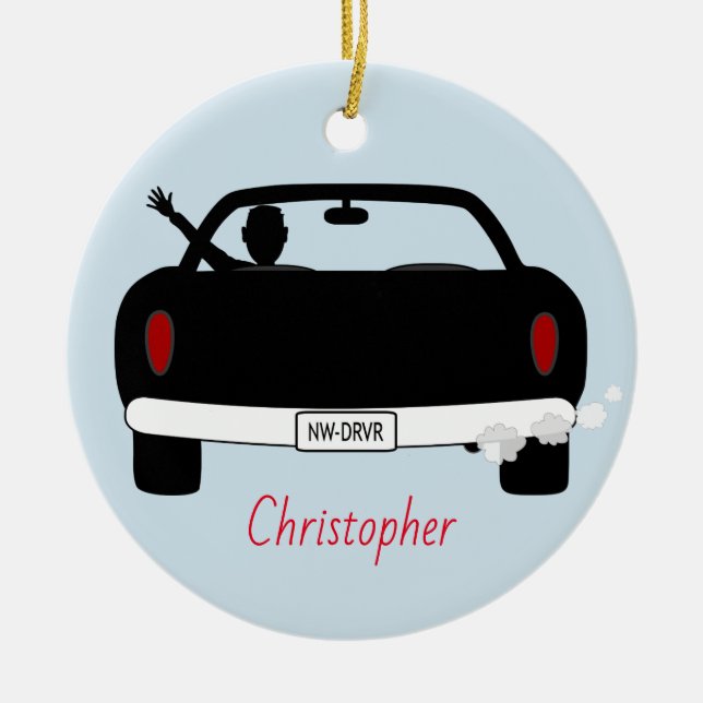 New Driver Teenage Boy Personalized Ceramic Ornament (Front)