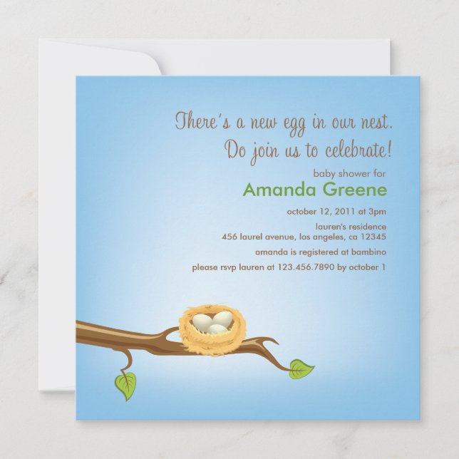 New Egg in the Nest Baby Shower Invitation Card (Front)