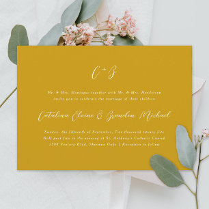 New Elegance Calligraphy Monogram Names Yellow Invitation