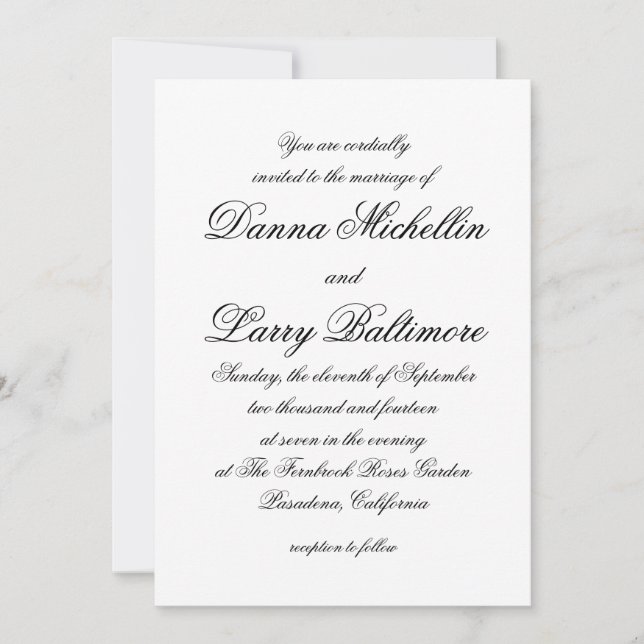 NEW Elegant Simple Script Type Wedding Invitation (Front)