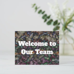 New Employee Colourful Swirl Tiled Business Welcom Postcard
