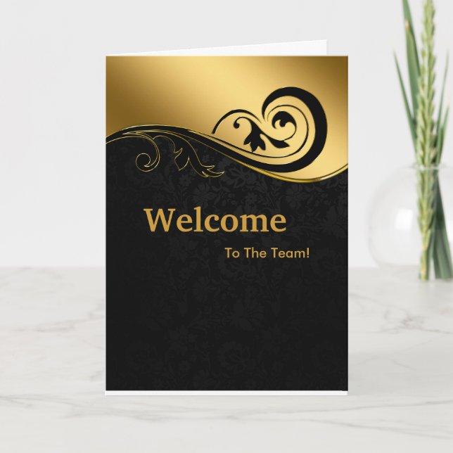 New Employee Welcome Gold Glitter Card (Front)