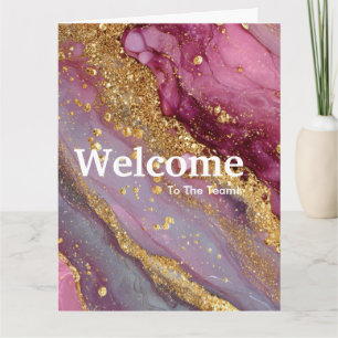 New Employee Welcome Watercolor Marble Gold Card