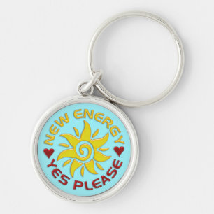 NEW ENERGY SUN   cyan Keychain